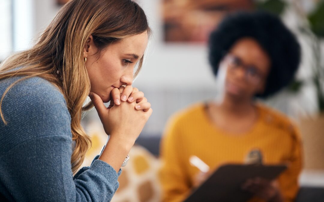 Woman reflecting during a counseling session